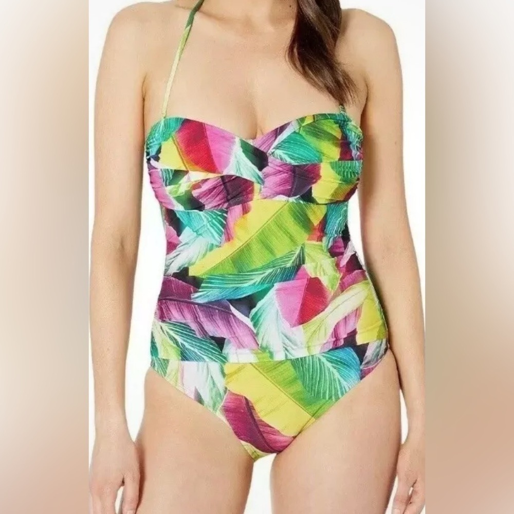 La Blanca Tropic Of The Day Swimsuit One Piece Plus Size 20W Pink Multicolor